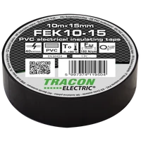 Tracon FEK10-15 Szigetelőszalag, fekete 10m×15mm, PVC, 0-90°C, 40kV/mm