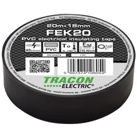 Tracon FEK20 Szigetelőszalag, fekete 20m×18mm, PVC, 0-90°C, 40kV/mm