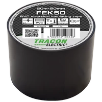 Tracon FEK50 Szigetelőszalag, fekete 20m×50mm, PVC, 0-90°C, 40kV/mm