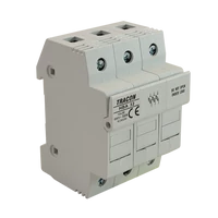 Tracon HBA-3P-20 Szakaszolókapcsoló-biztosítóhengeres bizt.hoz, maszkolható 20A, 8x32mm; Un=230V/400V