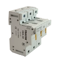 Tracon HBA-3P-50 Szakaszolókapcsoló-biztosítóhengeres bizt.hoz, maszkolható 50A, 14x51mm; Un=230V/400V