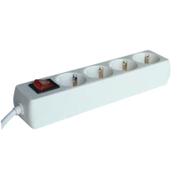 Tracon HK4-5M Hordozható elosztósáv kapcsolóval, normál, fehér 4×SCHUKO, 5m, max.16A, 250VAC, 3680W, 3x1,5mm2, H05VV-F