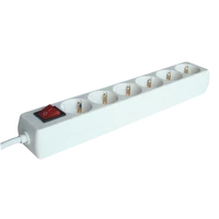 Tracon HK6-3M Hordozható elosztósáv kapcsolóval, normál, fehér 6×SCHUKO, 3m, max.16A, 250VAC, 3680W, 3x1,5mm2, H05VV-F