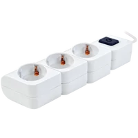 Tracon HKD-3 Hordozható elosztósáv kapcsolóval, fehér 3×SCHUKO, 1,4m, max.16A, 250VAC, 3680W, 3x1mm2, H05VV-F