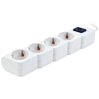 Tracon HKD-4 Hordozható elosztósáv kapcsolóval, fehér 4×SCHUKO, 1,4m, max.16A, 250VAC, 3680W, 3x1mm2, H05VV-F
