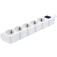 Tracon HKD-5 Hordozható elosztósáv kapcsolóval, fehér 5×SCHUKO, 1,4m, max.16A, 250VAC, 3680W, 3x1mm2, H05VV-F