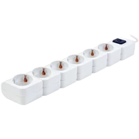 Tracon HKD-6 Hordozható elosztósáv kapcsolóval, fehér 6×SCHUKO, 1,4m, max.16A, 250VAC, 3680W, 3x1mm2, H05VV-F