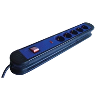 Tracon HKT5-3M 5-ös elosztó kapcsolóval+túlfesz védelem 5×SCHUKO, 3m, max.16A, 250VAC, 3680W, H05VV-F