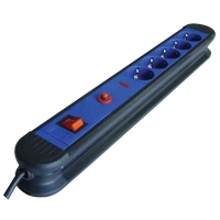 Tracon HKTM5-3M 5-ös elosztó kapcsolóval+túlfesz+túláram védelem 5×SCHUKO, 3m, max.16A, 250VAC, 3680W, H05VV-F