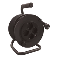 Tracon KD-4/20-B Kábeldobos hosszabbító, fémvázzal 4×SCHUKO, 20m, 250V AC, 16A, 3×1,5mm2, H05VV-F, IP20