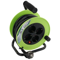 Tracon KDZ-4/10 Kábeldobos hosszabbító, fémvázzal 4×SCHUKO, 10m, 250V AC, 16 A, 3×1,5mm2, H05VV-F, IP20