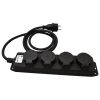 Tracon KE4-3M Kültéri elosztósáv, fekete 16A/250VAC, IP44, H07RN-F, 3G1.5, 3m, 4×SCHUKO