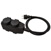 Tracon KE4-5M Kültéri elosztósáv, fekete 16A/250VAC, IP44, H07RN-F, 3G1.5, 5m, 4×SCHUKO