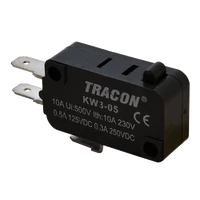 Tracon KW3-05 Helyzetkapcsoló, mikro, ütközős 1×CO 10A/230VAC, 0,3A/250VDC, 4,8x0,5 mm, IP00