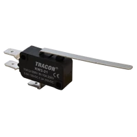 Tracon KW3-21 Helyzetkapcsoló, mikro, rugószáras 1×CO 10A/230VAC, 0,3A/250VDC, 52mm, 6,3x0,8 mm, IP00