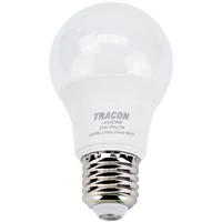 Tracon LAS607NW Gömb burájú LED fényforrás SAMSUNG chippel 230V,50Hz,7W,4000K,E27,630 lm,200°,A60,SAMSUNG chip, EEI=F