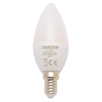 Tracon LGY7W Gyertya burájú LED fényforrás, tejüveg 230 V, 50 Hz, 7 W, 2700 K, E14, 600 lm, 180°, EEI=F