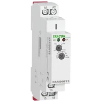 Tracon NARIDOFFS Elengedéskésleltetéses tápfeszültség vezérelt időrelé AC/DC 12-240V, 0,1s-10m, 16A/AC1, 250VAC/24VDC