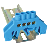 Tracon NPE-B6-4 Szigetelt földelősín (N/PE), kék 230/400VAC, 63A, 6×9mm, 4P, IP20