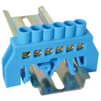 Tracon NPE-B6-6 Szigetelt földelősín (N/PE), kék 230/400VAC, 63A, 6×9mm, 6P, IP20