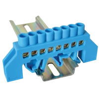 Tracon NPE-B6-8 Szigetelt földelősín (N/PE), kék 230/400VAC, 63A, 6×9mm, 8P, IP20