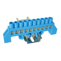 Tracon NPE-B8-10 Szigetelt földelősín (N/PE), kék 230/400VAC, 100A, 8×12mm, 10P, IP20