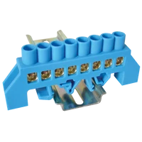 Tracon NPE-B8-8 Szigetelt földelősín (N/PE), kék 230/400VAC, 100A, 8×12mm, 8P, IP20