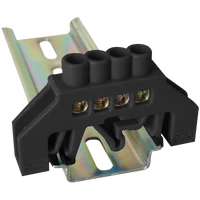 Tracon NPE-BK6-4 Szigetelt földelősín (N/PE), fekete 230/400VAC, 63A, 6×9mm, 4P, IP20