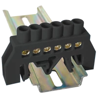 Tracon NPE-BK6-6 Szigetelt földelősín (N/PE), fekete 230/400VAC, 63A, 6×9mm, 6P, IP20