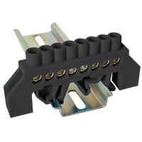 Tracon NPE-BK6-8 Szigetelt földelősín (N/PE), fekete 230/400VAC, 63A, 6×9mm, 8P, IP20