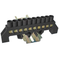 Tracon NPE-BK8-10 Szigetelt földelősín (N/PE), fekete 230/400VAC, 100A, 8×12mm, 10P, IP20