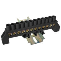 Tracon NPE-BK8-12 Szigetelt földelősín (N/PE), fekete 230/400VAC, 100A, 8×12mm, 12P, IP20