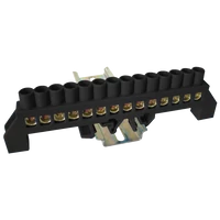 Tracon NPE-BK8-14 Szigetelt földelősín (N/PE), fekete 230/400VAC, 100A, 8×12mm, 14P, IP20