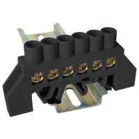 Tracon NPE-BK8-6 Szigetelt földelősín (N/PE), fekete 230/400VAC, 100A, 8×12mm, 6P, IP20