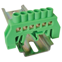 Tracon NPE-G6-6 Szigetelt földelősín (N/PE), zöld 230/400VAC, 63A, 6×9mm, 6P, IP20