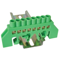 Tracon NPE-G6-8 Szigetelt földelősín (N/PE), zöld 230/400VAC, 63A, 6×9mm, 8P, IP20