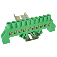 Tracon NPE-G8-10 Szigetelt földelősín (N/PE), zöld 230/400VAC, 100A, 8×12mm, 10P, IP20