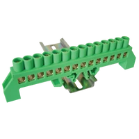 Tracon NPE-G8-14 Szigetelt földelősín (N/PE), zöld 230/400VAC, 100A, 8×12mm, 14P, IP20