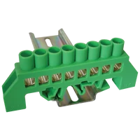 Tracon NPE-G8-8 Szigetelt földelősín (N/PE), zöld 230/400VAC, 100A, 8×12mm, 8P, IP20