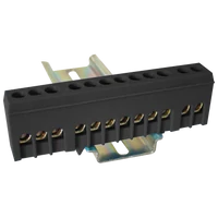 Tracon NPE-ZBK Szigetelt földelősín (N/PE), fekete 230/400VAC, 63A, 6×9mm, 12P, IP20