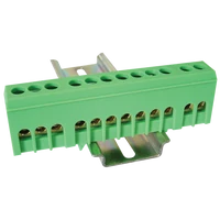 Tracon NPE-ZG Szigetelt földelősín (N/PE), zárt,zöld 230/400VAC, 63A, 6×9mm, 12P, IP20