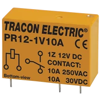 Tracon PR12-1V10A Print relé 12V DC / 1×CO (10A, 230V AC / 30V DC)