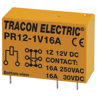 Tracon PR12-1V16A Print relé 12V DC / 1×CO (16A, 230V AC / 30V DC)