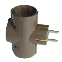 Tracon TDUGO9-BARN Többférőhelyes átalakító csatlakozó, 90°, barna 3×SCHUKO, max.16A, 250V