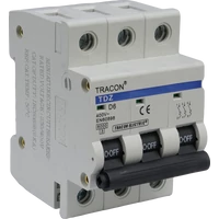 Tracon TDZ-3D-6 Kismegszakító, 3 pólus, D karakterisztika 6A, 6kA