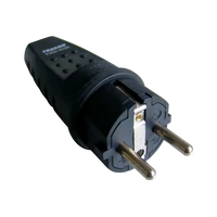 Tracon TICS-012G Csatlakozó dugó, védőérintkezővel, gumi 16A, 250V, 2P+E, IP44 (DUAL Schuko/French)