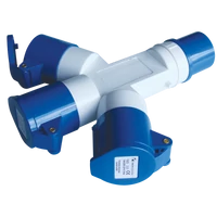 Tracon TICS-1023 Ipari elosztó-csatlakozóaljzat 16A, IN 1x2P+E 6h, OUT 3x2P+E 6h, IP44