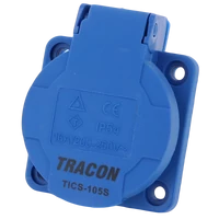Tracon TICS-105S Beépíthető csatlakozóaljzat, oldalsó védőérintkezővel, kerek 16A, 250V, 2P+E, IP54 (SCHUKO)