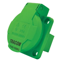 Tracon TICS-105SG Beépíthető csatlakozóaljzat, oldalsó védőérintkezővel, kerek 16A, 250V, 2P+E, IP54 (SCHUKO)