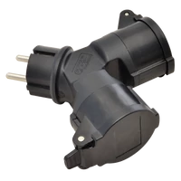 Tracon TICS-212GD Többférőhelyes átalakító csatlakozó, fekete 250 VAC, 16 A, 2xSCHUKO, max. 3680 W, IP44